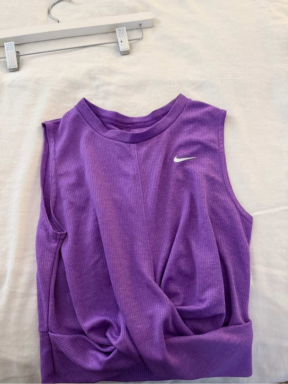 Nike Purple Ribbed Crewneck Tank with Swoosh